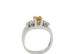 Citrin Ring mit 6 Brillanten in 18K Weissgold *S3830