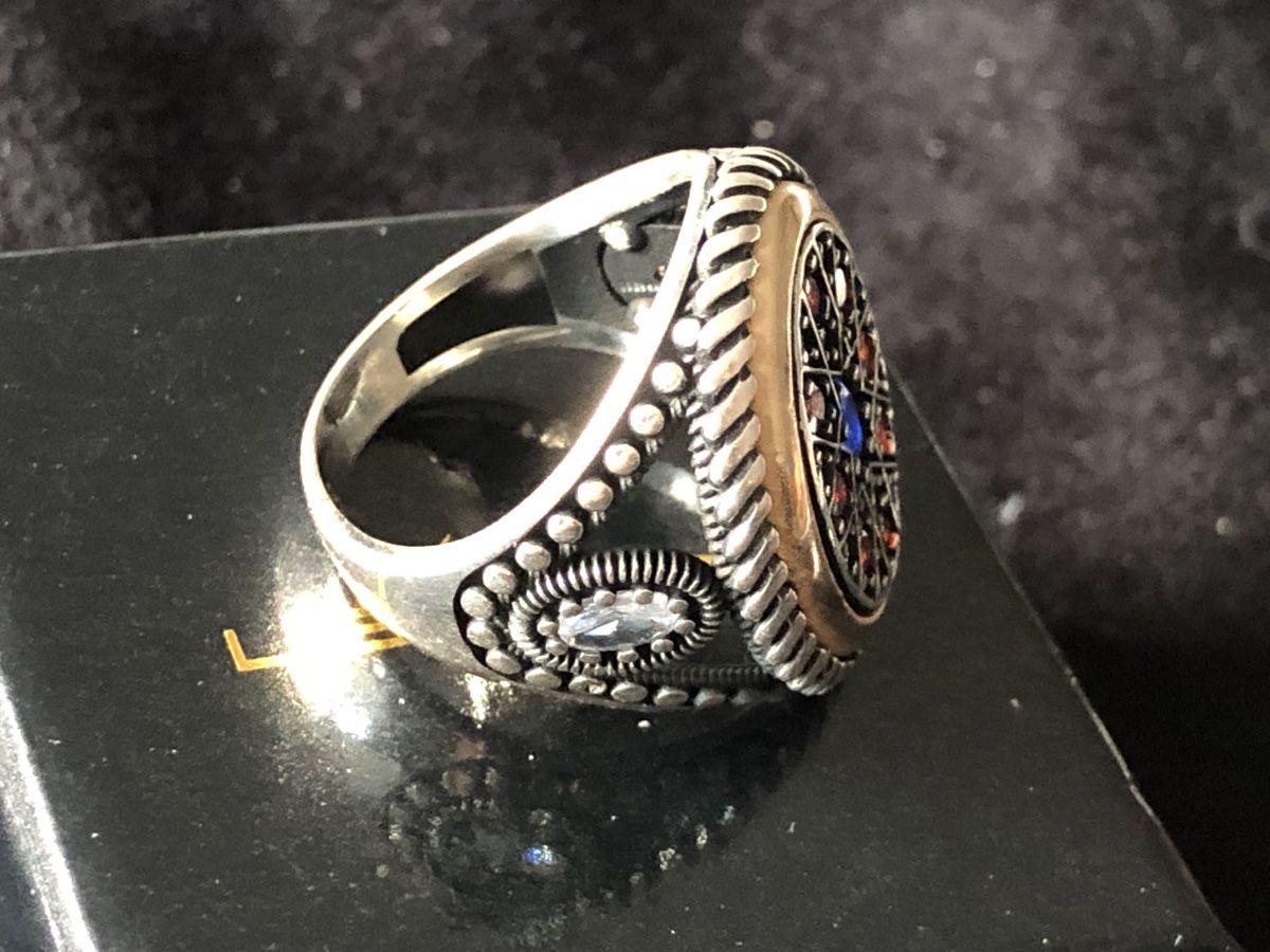 Anelli: Sterling Silber 925 Ring mit Rote blaue echte Steine 61Gr – Nuovo e nell'imballaggio originale da Läufelfingen venduto da Original100 4