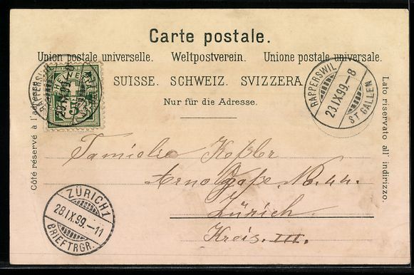 Ansichtskarten: Litho Rapperswyl /St. Gallen, Stadtansic – Gebraucht aus Berlin von bartko-reher 1