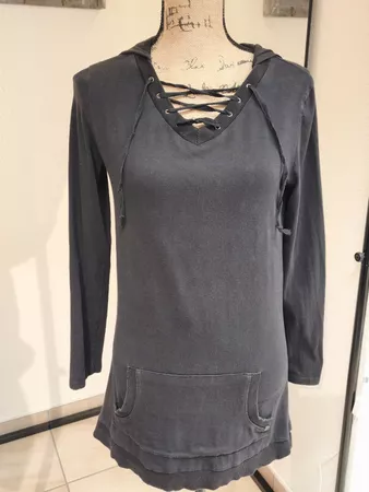 Hoodie Pullover EMP schwarz mit Schnürung Grösse M