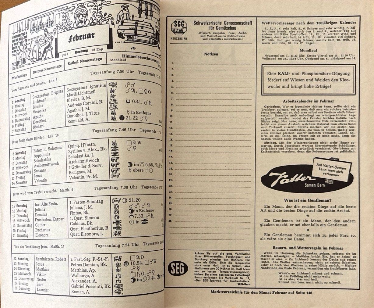 Libri: Feierabend Kalender 1959 – Usato da Sarnen venduto da Livres 1