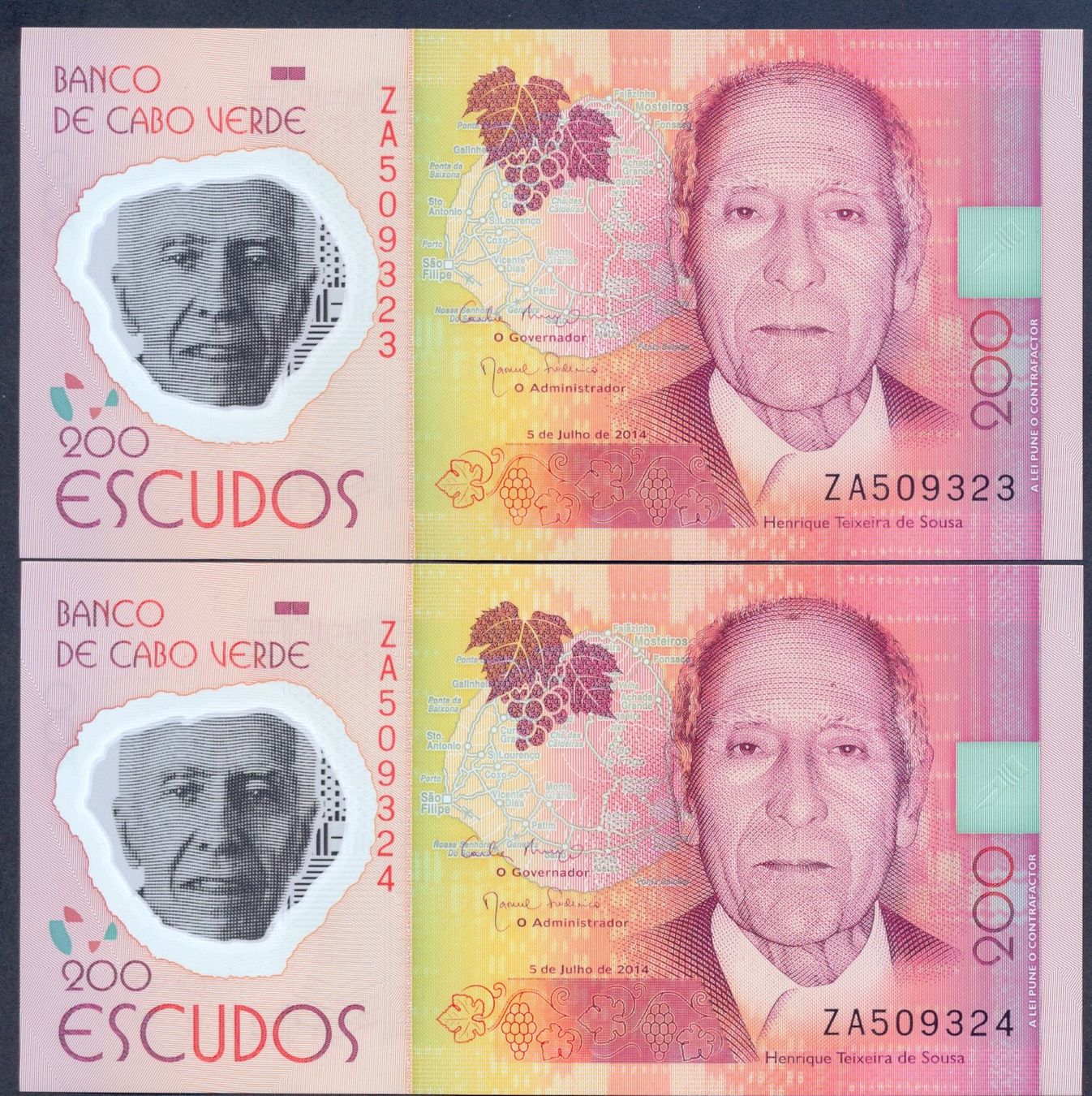 Banconote: Kapverden 200 Escudo 2014 Replacement Consecutive Pair UNC – Nuovo (secondo la descrizione) da Schliern b. Köniz venduto da pizzitaxi