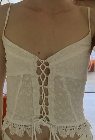 Zara Corsage Top weiss Schnürung Grösse XS mini