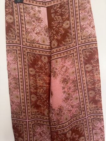 Pantalon taille L H&M motif floral rose marron taille M