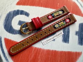 14mm Uhrenband Leder, Kuh + Edelweiss, Uhrenarmband