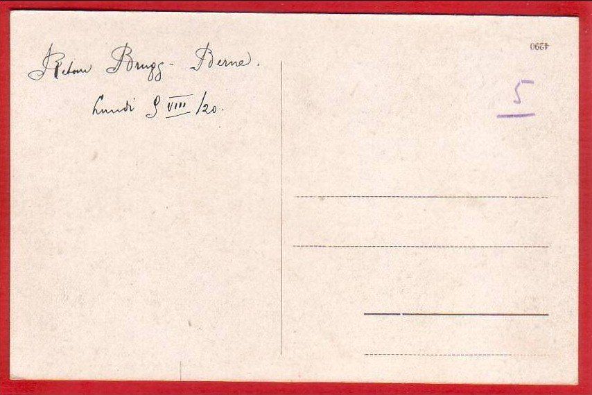 Cartoline postali: BRUGG, SCHWARZER TURM, ABENDSTIMMUNG 1920 – Usato da Grüningen venduto da Kartenlaube 1