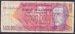 Nicaragua 5'000'000 Cordobas 1990