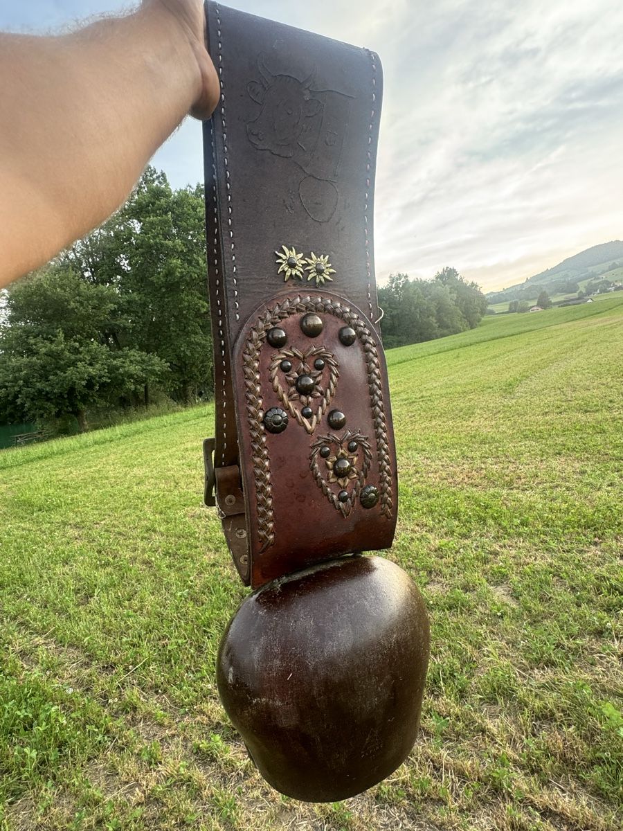 Campanacci mucche: Sonnette  Alpine 11 avec belle courroie  – Usato da Penthalaz venduto da Antique93 1