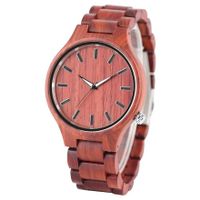 Rot Quarz Holzuhr - Montre bois rouge à quartz