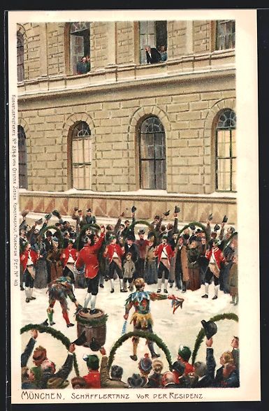 Cartoline postali: Paul Hey: München, Schäfflertanz vor d – Usato da Berlin venduto da bartko-reher