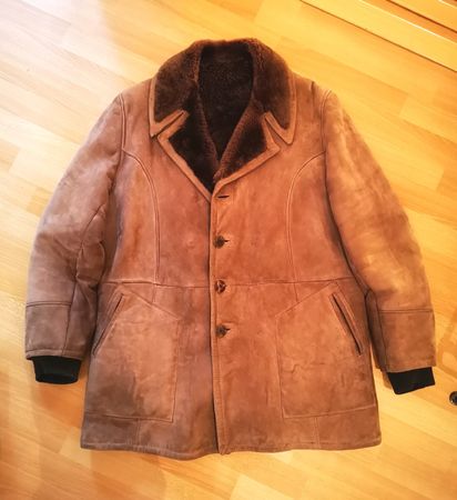Manteau en mouton retourné vintage chaud hiver homme