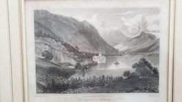 Schloss Chillon. Stahlstich. Rahmen über Eck vergoldet.