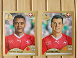 2 x Panini Gold Sticker WM Russia 2018 Akanji Xhaka