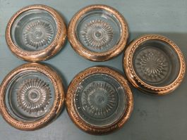 Vintage Kristall Glas Untersetzer Fünf