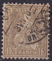 Sitzende Helvetia "1Fr.", Nr.36c, "CHUR", Befund+++