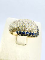 750/18 Gold Ring mit 064 Ct Brillanten und Saphire