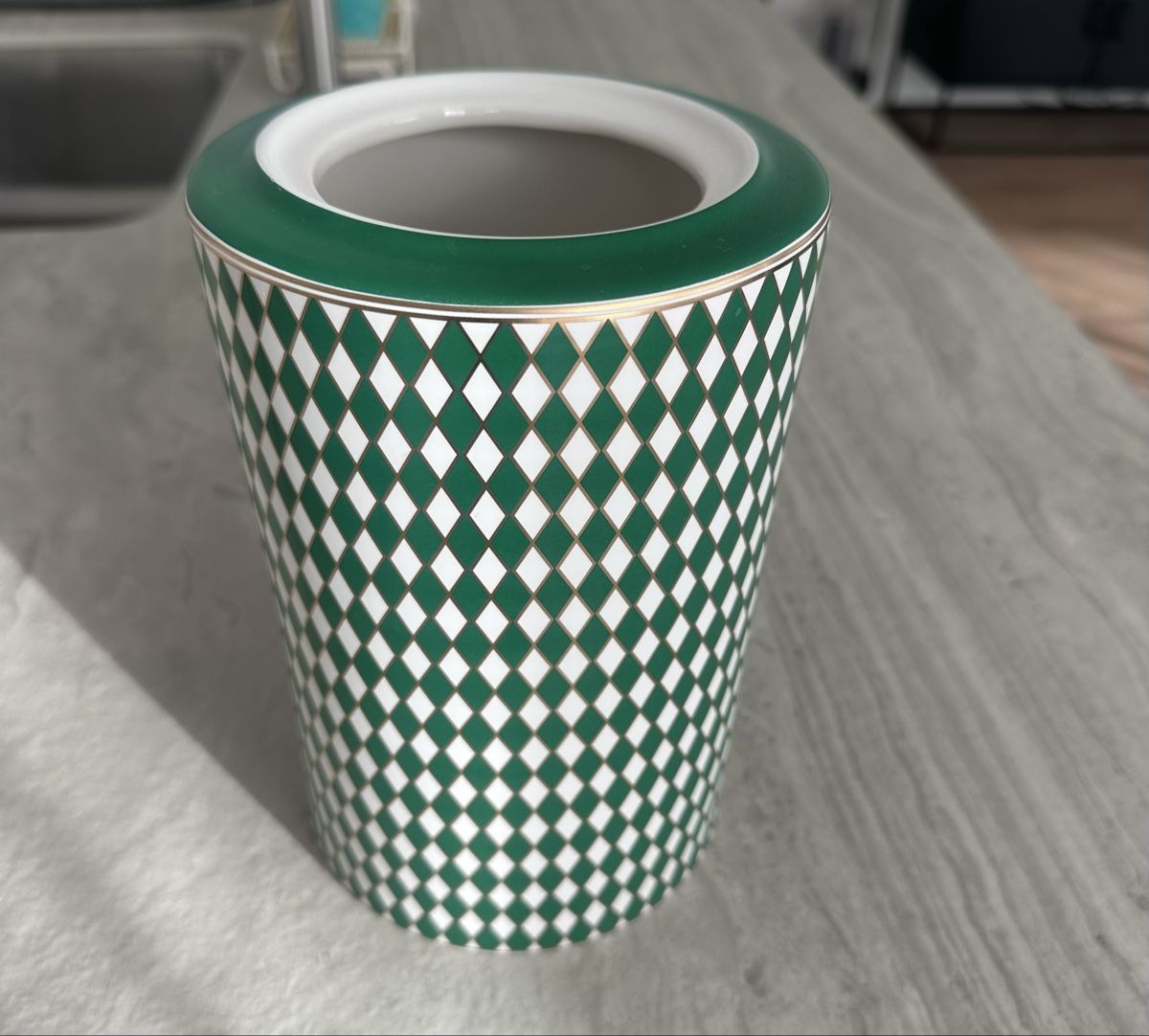 Vasi & Recipienti: Polspotten vase green white diamond pattern – Nuovo (secondo la descrizione) da Rüschlikon venduto da juz_2t2j