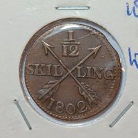 1/12 Skilling 1802 Schweden