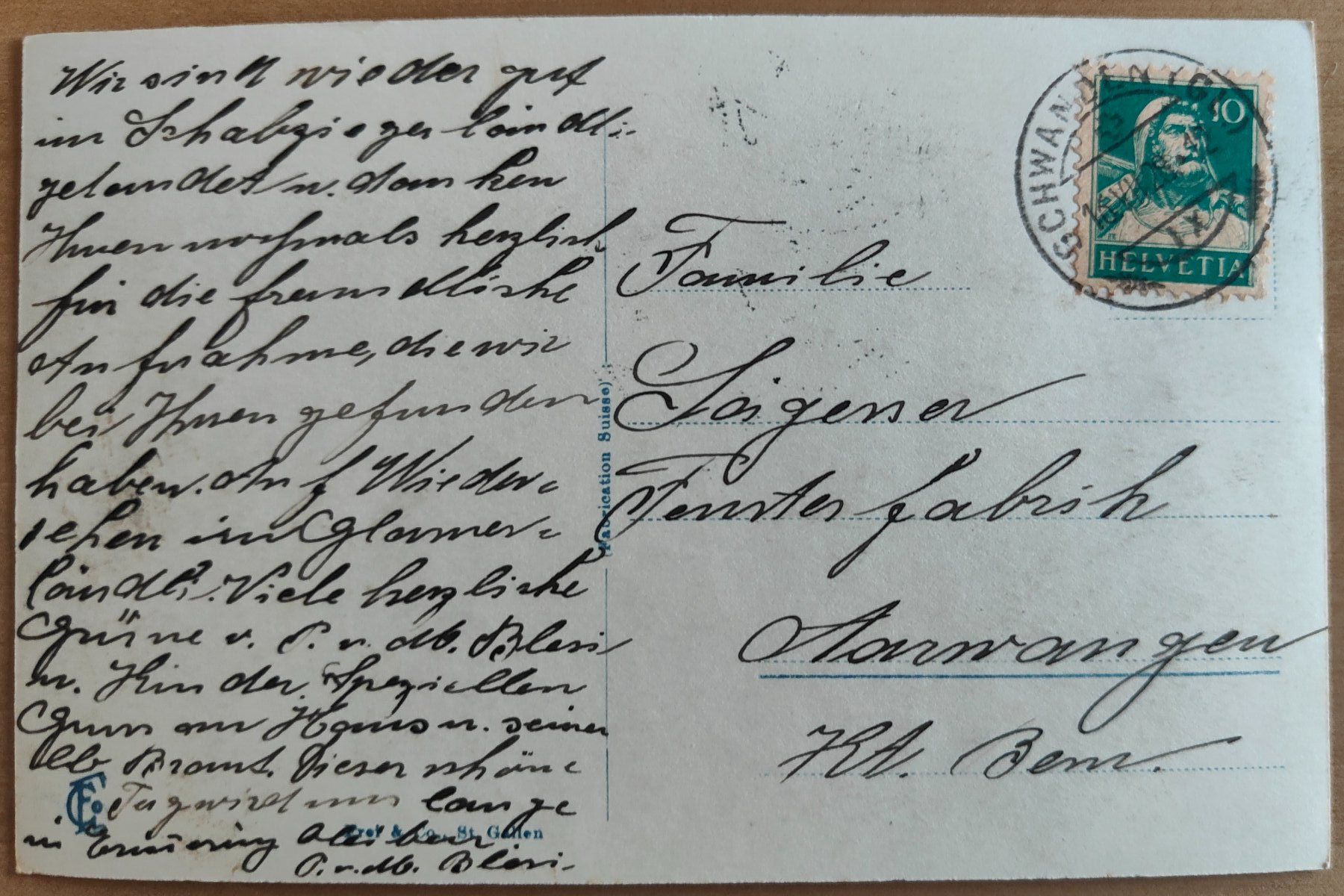 Ansichtskarten: Schwanden um 1925 – Gebraucht aus St. Erhard von Chaeferli6 1