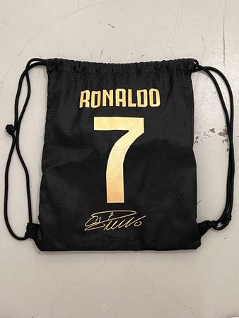 Ronaldo 7 Turnbeutel Schwarz mit Reissverschluss Innenfach