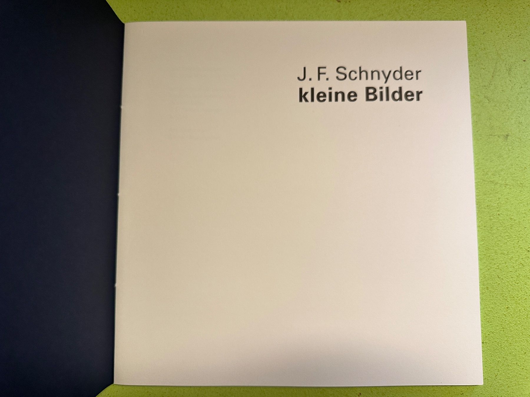 Livres: J.F. Schnyder: kleine Bilder. – D'occasion à Zürich par allp 1