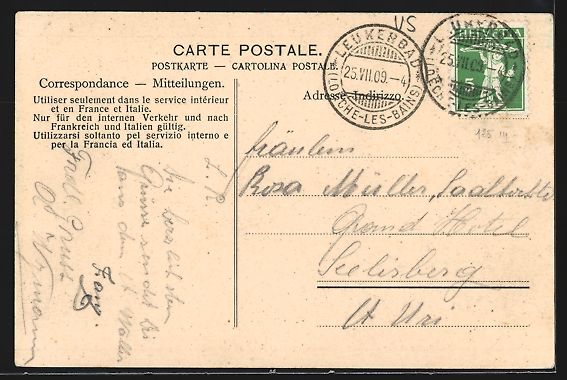 Cartoline postali: Leukerbad, Ortsansicht mit Dalagletscher – Usato da Berlin venduto da bartko-reher 1