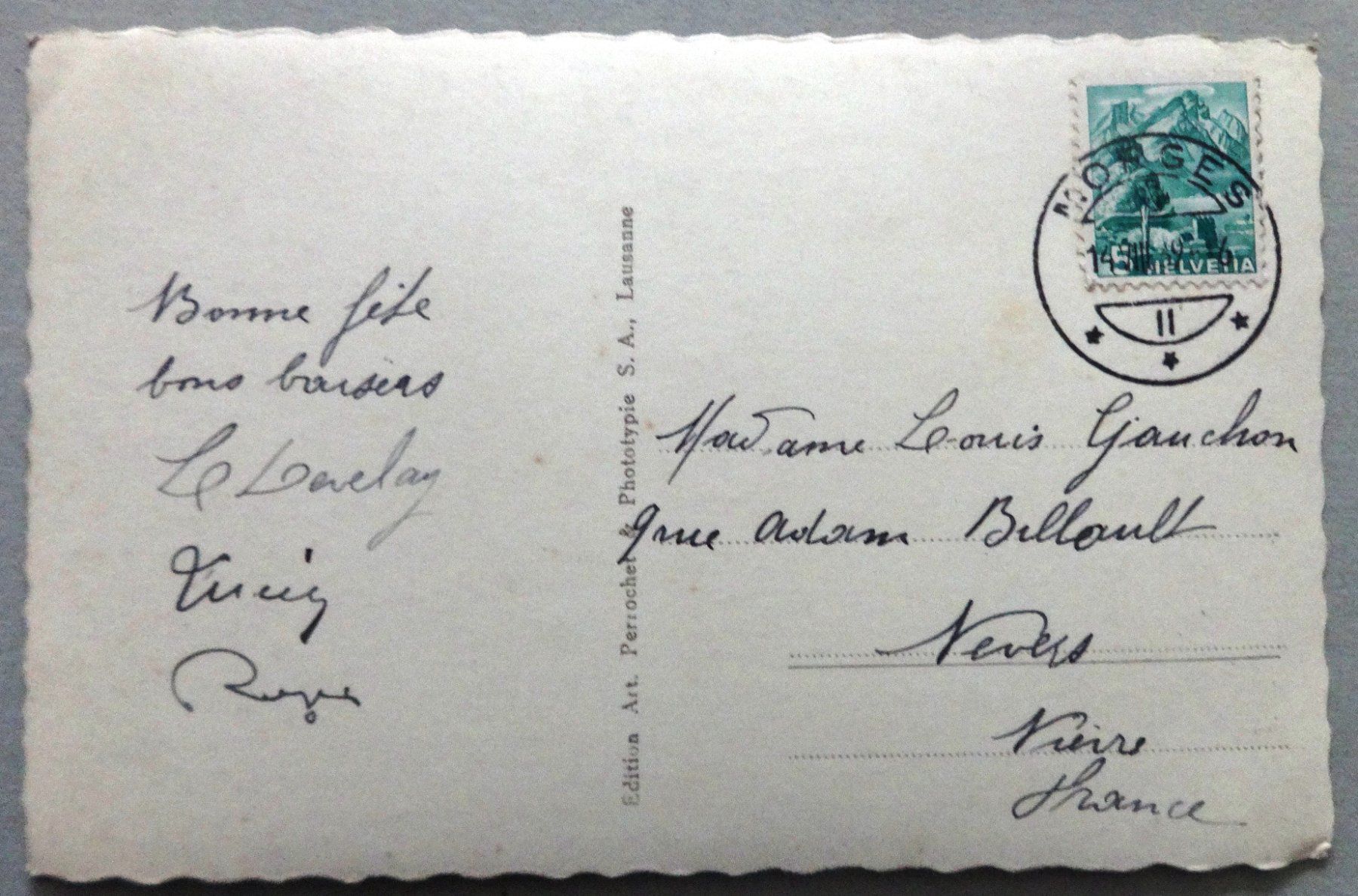 Cartoline postali: Morges et le Mont Blanc – Usato da Fétigny venduto da Billy2miny 1