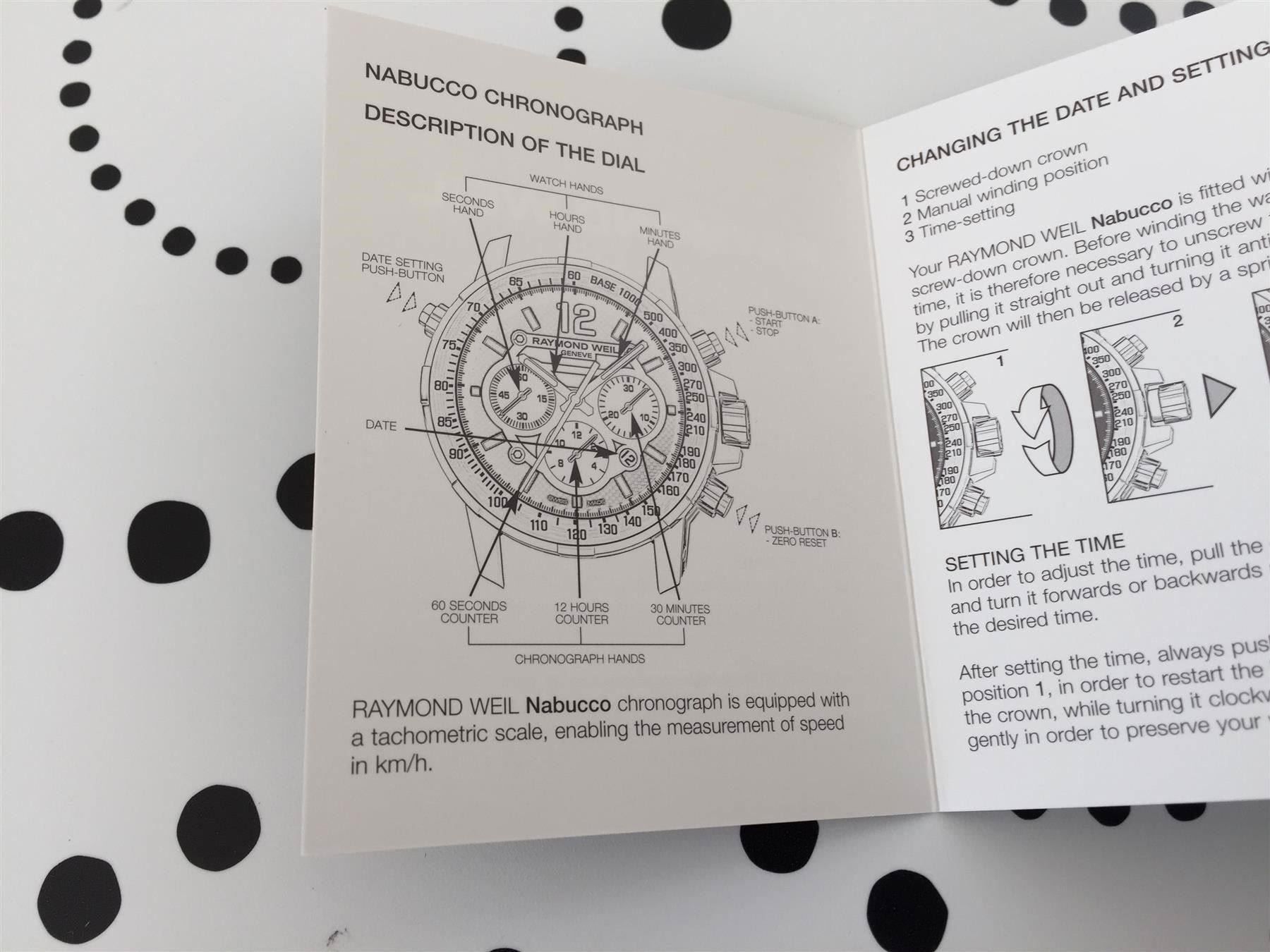 Documenti: RAYMOND WEIL - OPERATING INSTRUCTIONS - WATCH BOOK - NEW !!! – Nuovo (secondo la descrizione) da Epalinges venduto da dream-watch 2
