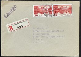 1938 Einschreiben Zürich-Bern B.I.T. Frankatur R-Zettel
