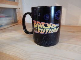 Tasse Back to the Future bedruckt schwarz guter Zustand