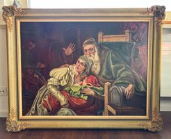 Grosses Ölgemälde "Hugenotten vor der Flucht", signiert