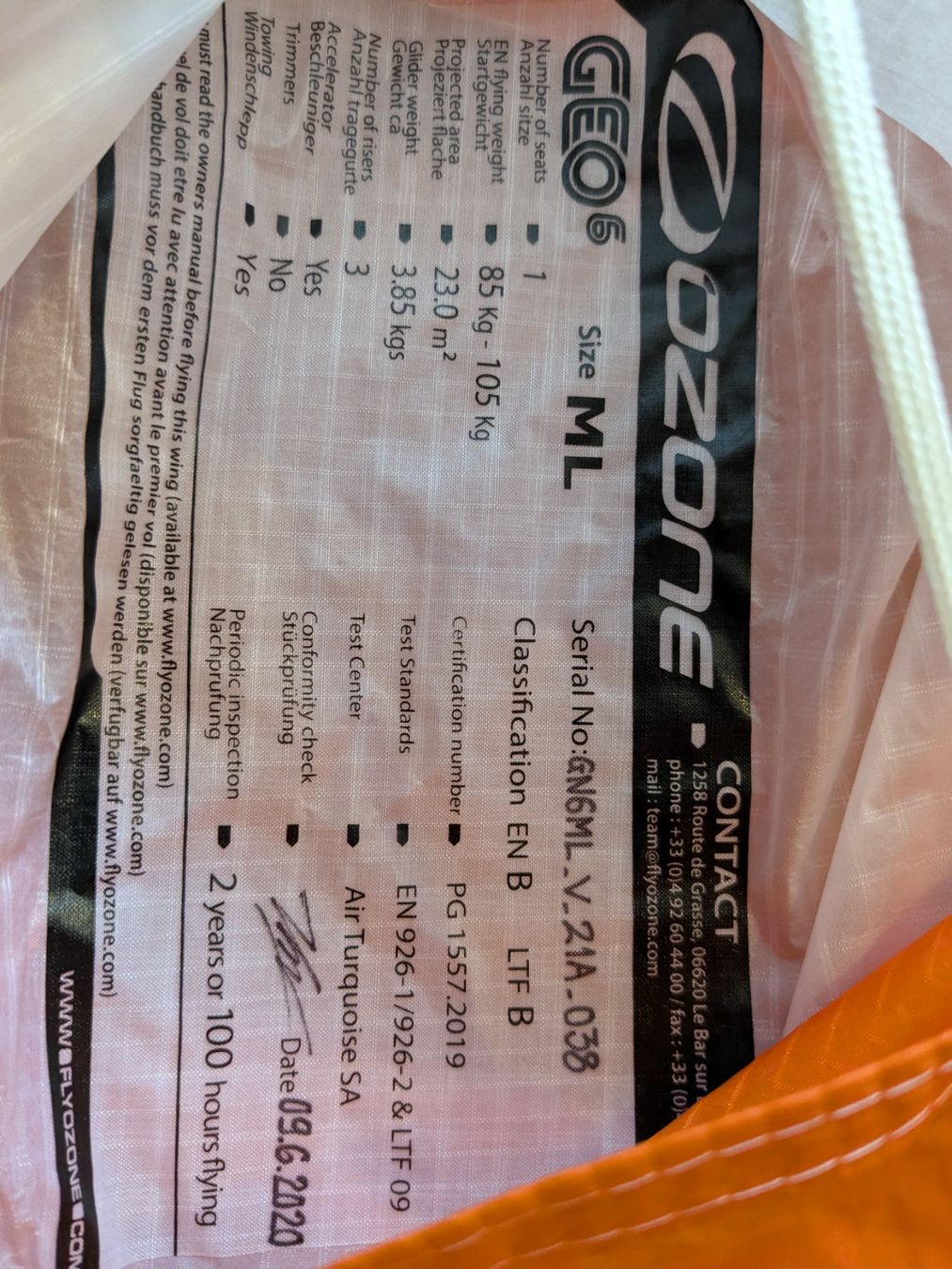 Ozone Sport dell'aria & Aquiloni: Ozone Geo 6 ML – Usato da Altdorf UR venduto da jea_8gyy 1