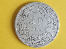 5 Franken 1874 B. - Silber ****( Poste A+ )
