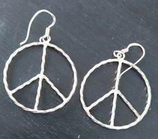 PEACE  OHRRINGE IN 925 SILBER
