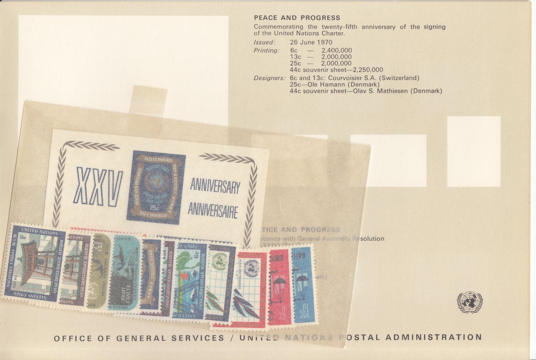 Tutti i francobolli: Uno New York Souvenir-Folder 1970 postfrisch – Usato da Bürglen TG venduto da StampGraf 1