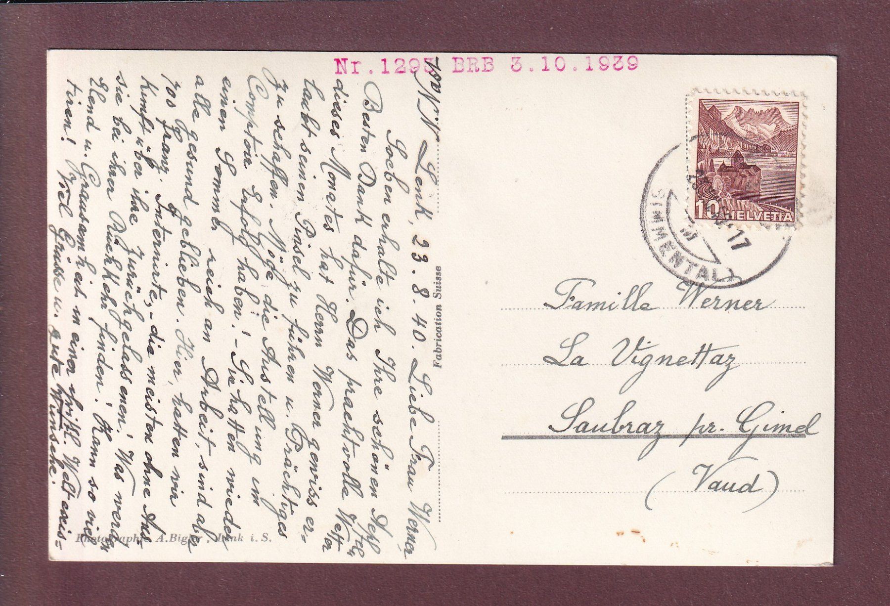 Cartes postales: LENK - Rohrbachstein - Mittaghorn - 1940 – D'occasion à Pully par nicecards 1