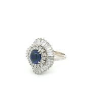 BLAUER SAPHIR RING MIT DIAMANTEN IN 750 WEISSGOLD