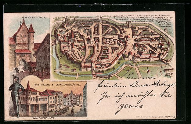 Ansichtskarten: Litho St. Gallen, Rathhaus und Leinwandb – Gebraucht aus Berlin von bartko-reher