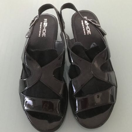 Rhode Sandalen, Sandaletten Lack schwarz, Gr. 5 - Absatz 4cm