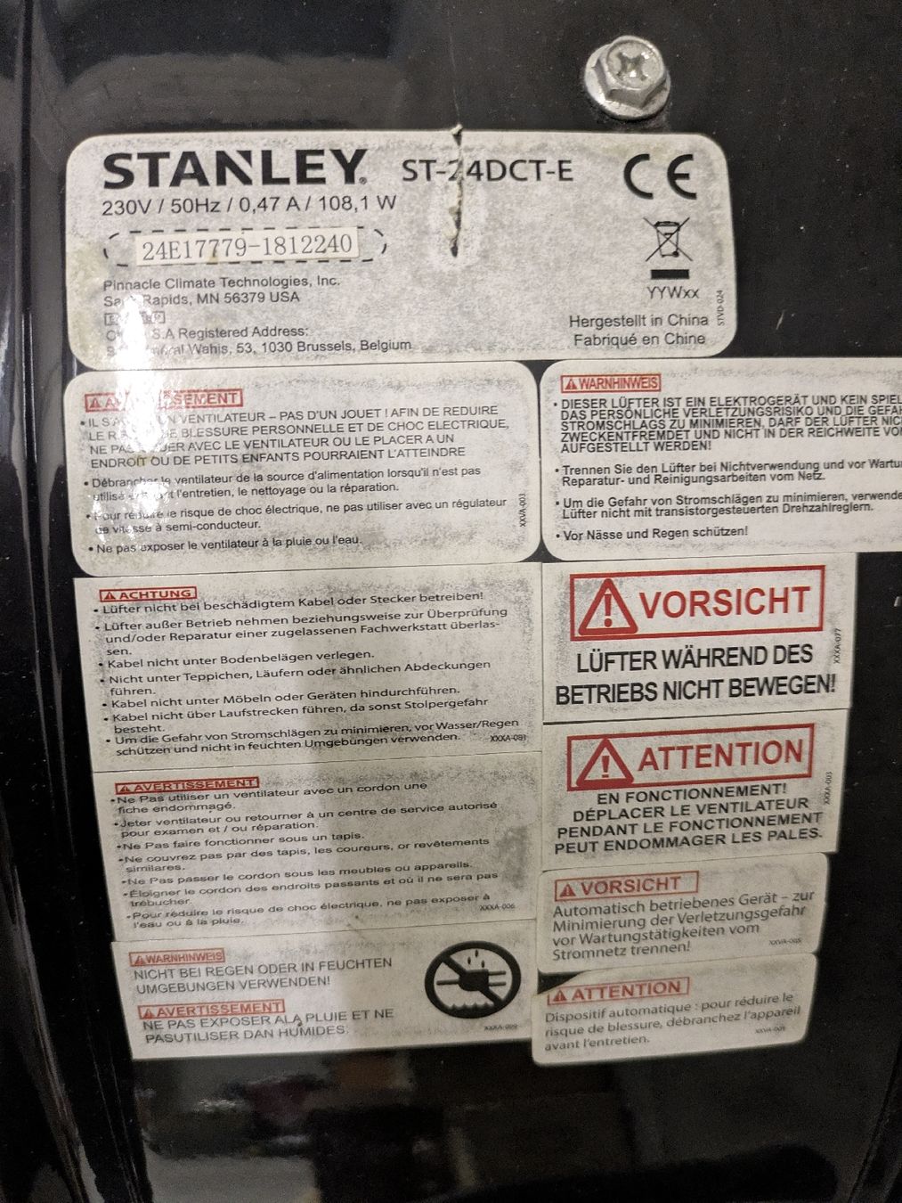 Stanley Ventilatori: Stanley Industrie-Ventilator ST-24DCT-E, 3 Geschwindigkeiten – Nuovo (secondo la descrizione) da Wallisellen venduto da bspm20 4