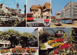 GRUSS aus AARAU mit alten BUSSEN und Autos, ab 1.--
