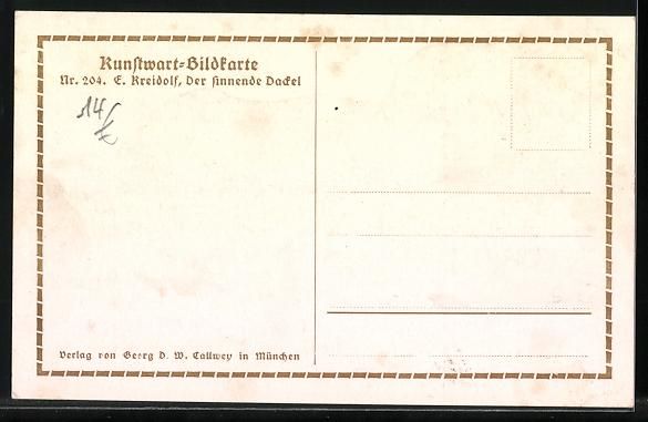 Cartes postales: Ernst Kreidolf: Sinnender Dackel auf ein – D'occasion à Berlin par bartko-reher 1