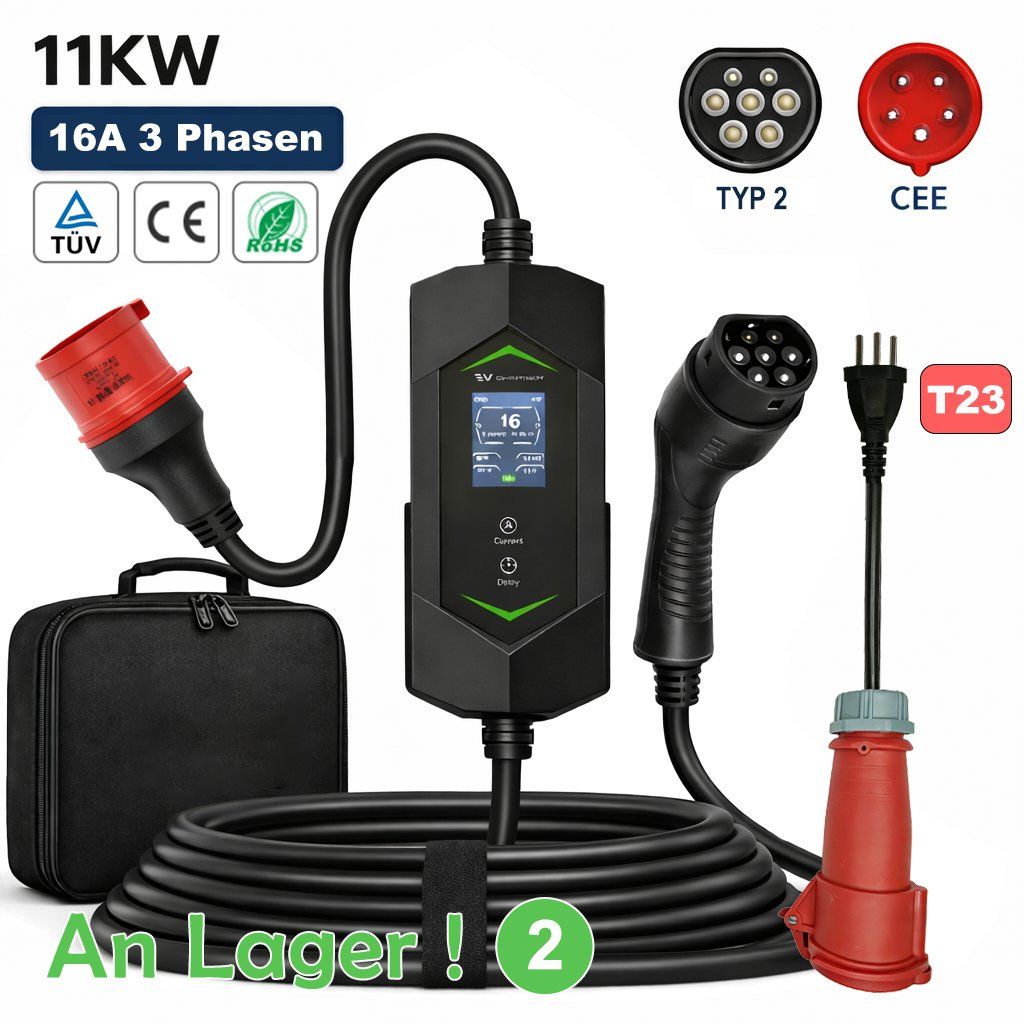 Caricabatterie: 11kW Typ 2 EV Ladegerät Set mit CEE 16A auf T23 Adapter – Usato da Malans GR venduto da BUYBEST-Schweiz