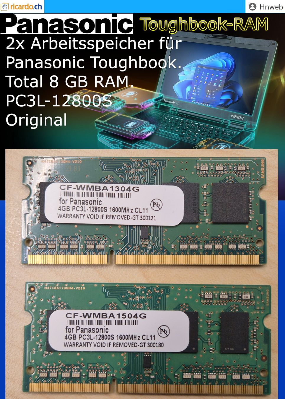 Panasonic Memoria / RAM: Panasonic TOUGHBOOK 8GB RAM DDR3 – Usato da Kaisten venduto da Hnweb