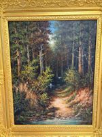 58breitx68cmhoch/Willy Baumgartner/Öl Gemälde Waldweg Bach