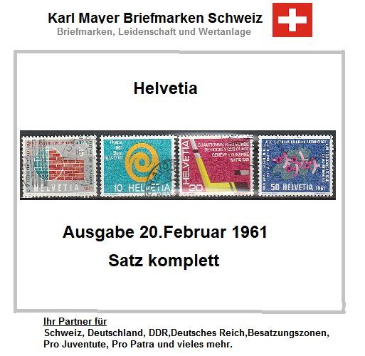 Alle Briefmarken: Werbemarken Satz 1961 HELVETIA – Gebraucht aus Castiel von mc2017