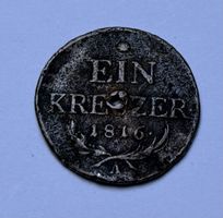 Monnaie ancienne Ein Krezer 1816 état d'usage percé