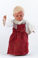 Schildkröt 34 cm Puppe Blond blauen Augen ≃1950 poupée