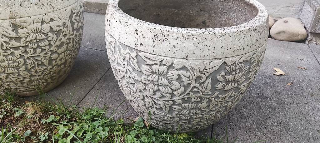 Vasi per fiori: 3 x Steingut Töpfe Weiss Grau – Usato da BASEL venduto da E-Bro.Electro 2