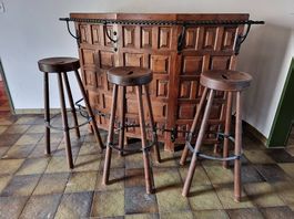 Bar mit 3 Hocker (Massivholz)